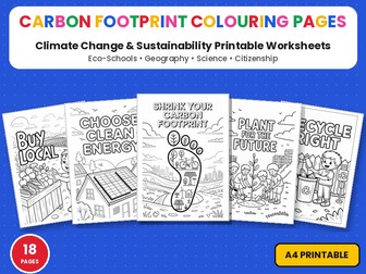 Carbon Footprint Colouring Pages | Climate Change Eco | Printable Colouring Page Worksheets