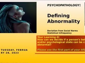 Psychopathology - Deviation from Social Norms and Statistical Infrequency