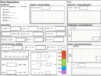 Year 6 SATs Maths Test Revision Mat Sheets for all topics with Answers - Double-Sided
