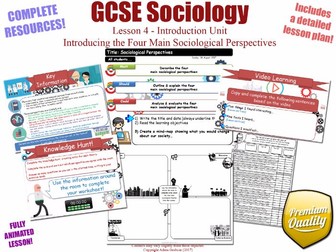 Introducing the Four Sociological Perspectives - Introduction Unit L4/12 - GCSE Sociology