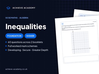 Inequalities GCSE Maths Booklets | Foundation & Higher + Mark Schemes
