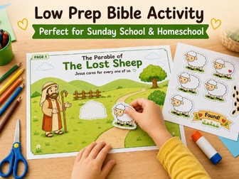 Parable of the Lost Sheep Bible Craft | Cut and Paste Activity | Sunday School Printable