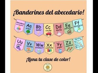 Spanish Alphabet Display Classroom Bunting Alphabet Alfabeto Abecedario Con Palabras Banderines Teaching Resources
