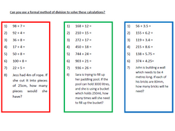 a worksheet on division formal method 1 teaching