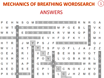 AQA GCSE PE MECHANICS OF BREATHING WORDSEARCHS