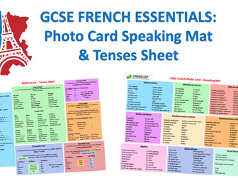 French GCSE Tenses and Photocard Mat