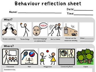Behaviour reflection sheet