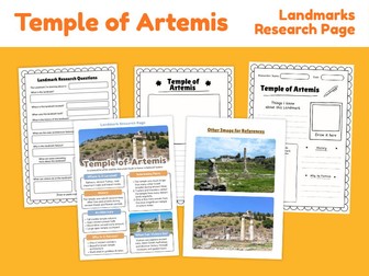 Temple of Artemis Research Project | Ancient Landmark Worksheets