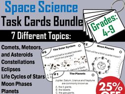 Space Science Task Cards: Astronomy: Moon Phases, Solar System, Planets etc.