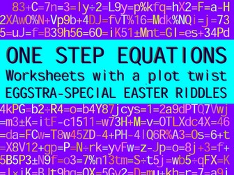 ONE STEP EQUATIONS - EASTER WORKSHEETS