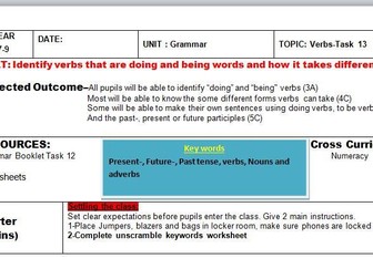 English Verb Outstanding Ofsted Lesson