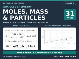 AQA GCSE Chemistry Moles, Mass & Particles Workbook with Answers | Higher Tier