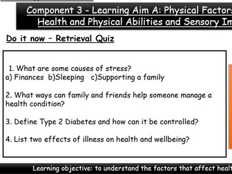 Health & Social Care - Component 3 - Mental Ill Health and Impairments