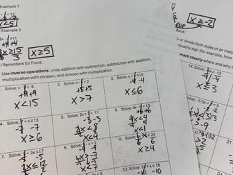 Solving Inequalities WS (Answer Key Included)