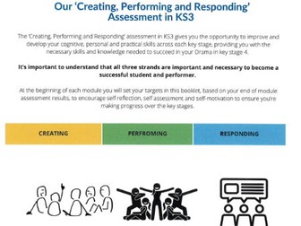 KS3 drama assessment booklets - year 7 8 and 9. Editable and adaptable assessment resource