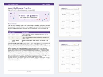 Year 6 Arithmetic: 8 SATs-Style Tests + Answers