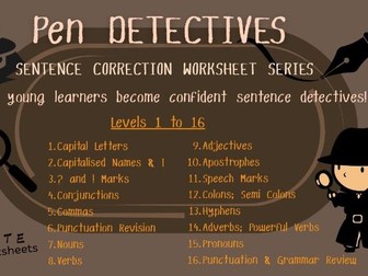 KS2 English Conjunction Worksheets Sentence Correction & Detective Challenge SPAG
