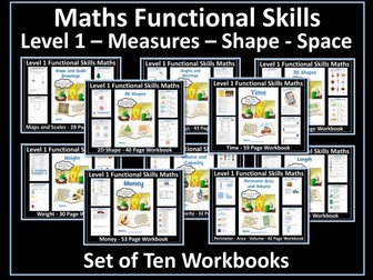 Level 1 Maths Functional Skills - Measures, Shape and Space Workbooks Bundle