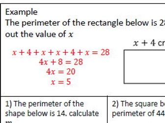 Forming and Solving Equations with Shape - Worksheet