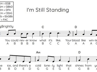 I'm Still Standing Piano Lead Sheet