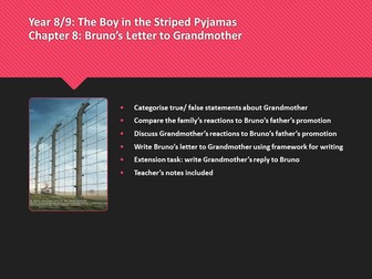The Boy in the Striped Pyjamas Chapter 8: Bruno’s Letter to Grandmother
