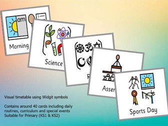 Primary Visual Timetable Cards with Widgit Symbols (KS1 & KS2)