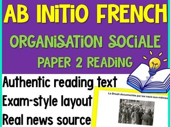 IB French Ab Initio: WWII (Identités & Organisation sociale) |Reading |Exam Prep