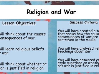 Lessons 1-5 Of the AQA GCSE Religion, Peace and Conflict SOW