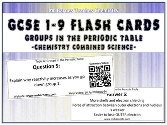 GCSE Chemistry Flash Cards - Groups in the Periodic Table