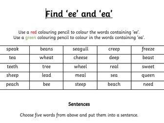 ee and ea worksheet