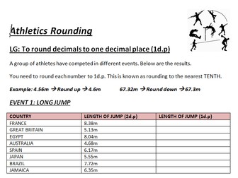 Olympics Athletics Rounding - Rounding Two Place Decimals To The Nearest Tenth