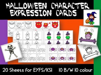 Halloween Character Expression Cards