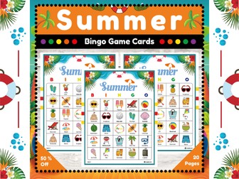 Summer Bingo Game Cards : No Prep Fun Activity for End of the Year
