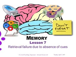 Powerpoint - Memory - Lesson 7 - Retrieval failure due to absence of ...