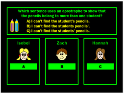 SPAG Test Revision PPT Powerpoint Game for Y4 by Grammatickx