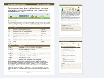 Stone Age to Iron Age Reading Comprehension KS2