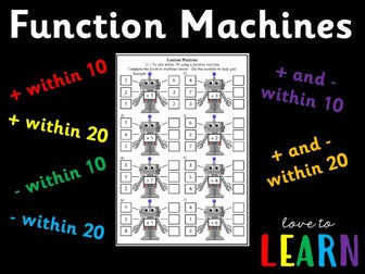 Function Machines - Addition/Subtraction/Addition & Subtraction within 10/20