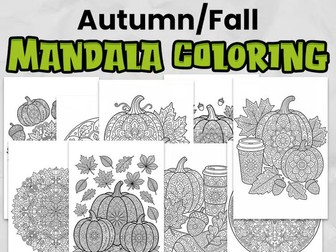 Autumn Mandala Colouring Pages: 9 No-Prep Mindfulness Activities for KS1 & KS2