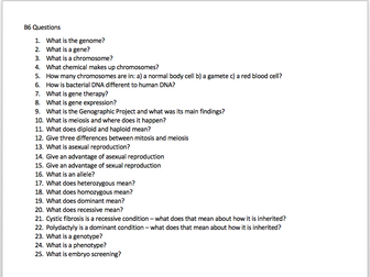 AQA Biology Paper 2 Revision questions | Teaching Resources