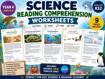 Science Reading Comprehension Worksheets for Year 4 (Ages 8–9)