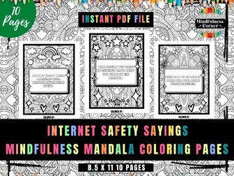 Internet Safety Door Decorations Saying, Relaxing Mandala Coloring Pages, No Prep