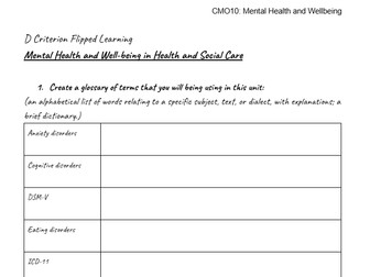 Mental Health and Well-being: L3 Health and Social Care
