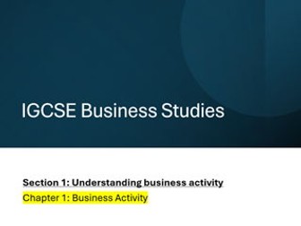 IGCSE Business Studies: Section 1 Ch1