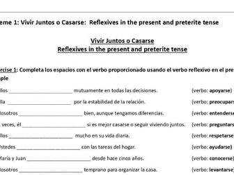 Vivir junto o casarse: Reflexive verbs in the present and preterite tense