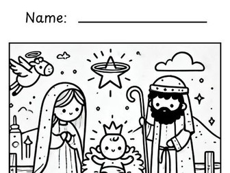 Colour the Christmas Nativity Scene