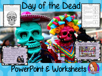 Day of the Dead or Dia de los Muertos PowerPoint and Worksheets