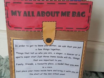 All About me Bag template ideal for transition, new class or starting school