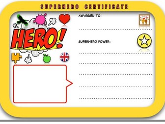 Superhero Badges & Certificates - English