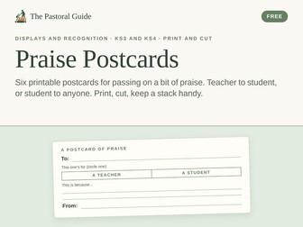 Praise postcards: free printable praise postcards for secondary