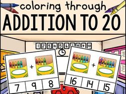 Addition Clip Cards "Coloring Through Addition to 20"